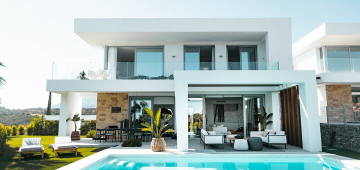 white and blue swimming pool